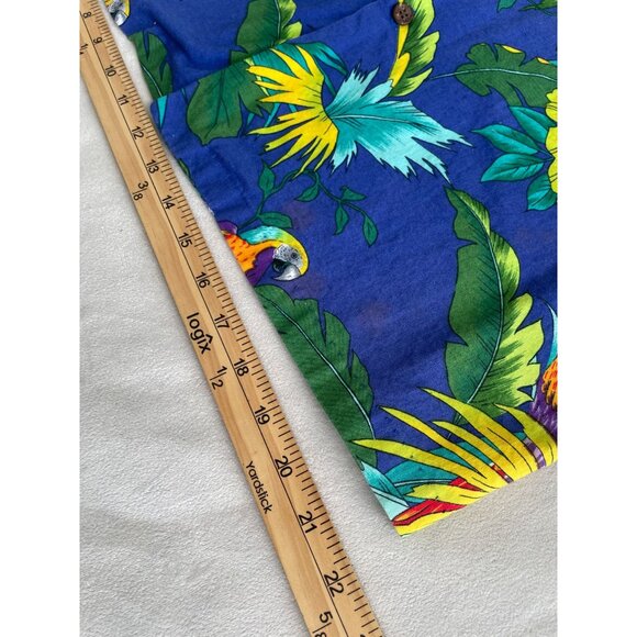 RJC, Ltd Mens Hawaiian Parrot Print Button-Up Shirt L Cotton Made In Hawaii USA - Picture 5 of 9